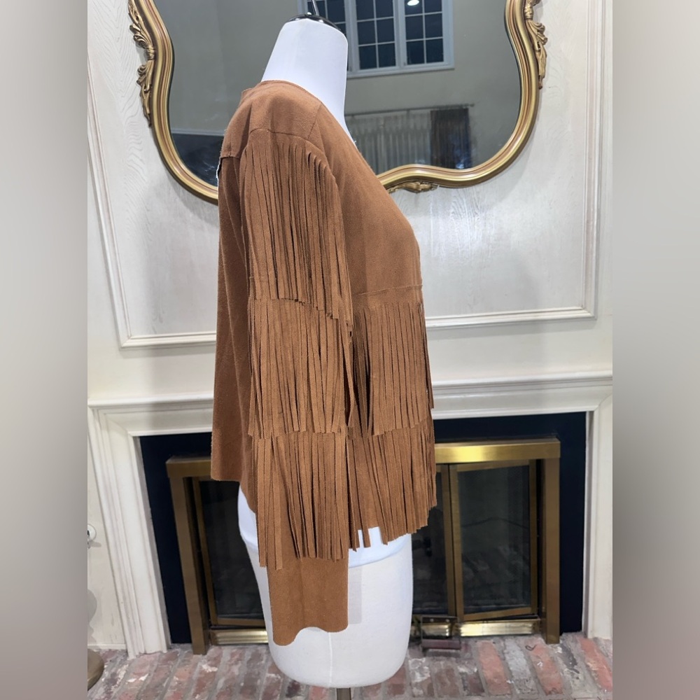 Vocal Faux Suede Fringe‎ Open Front Jacket – Size Small - Picture 11 of 15